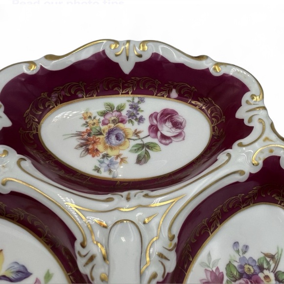 Vintage JLMenau 3 Section Dish W/Handle Graf Von Henneberg Porzellan Germany - Picture 5 of 9